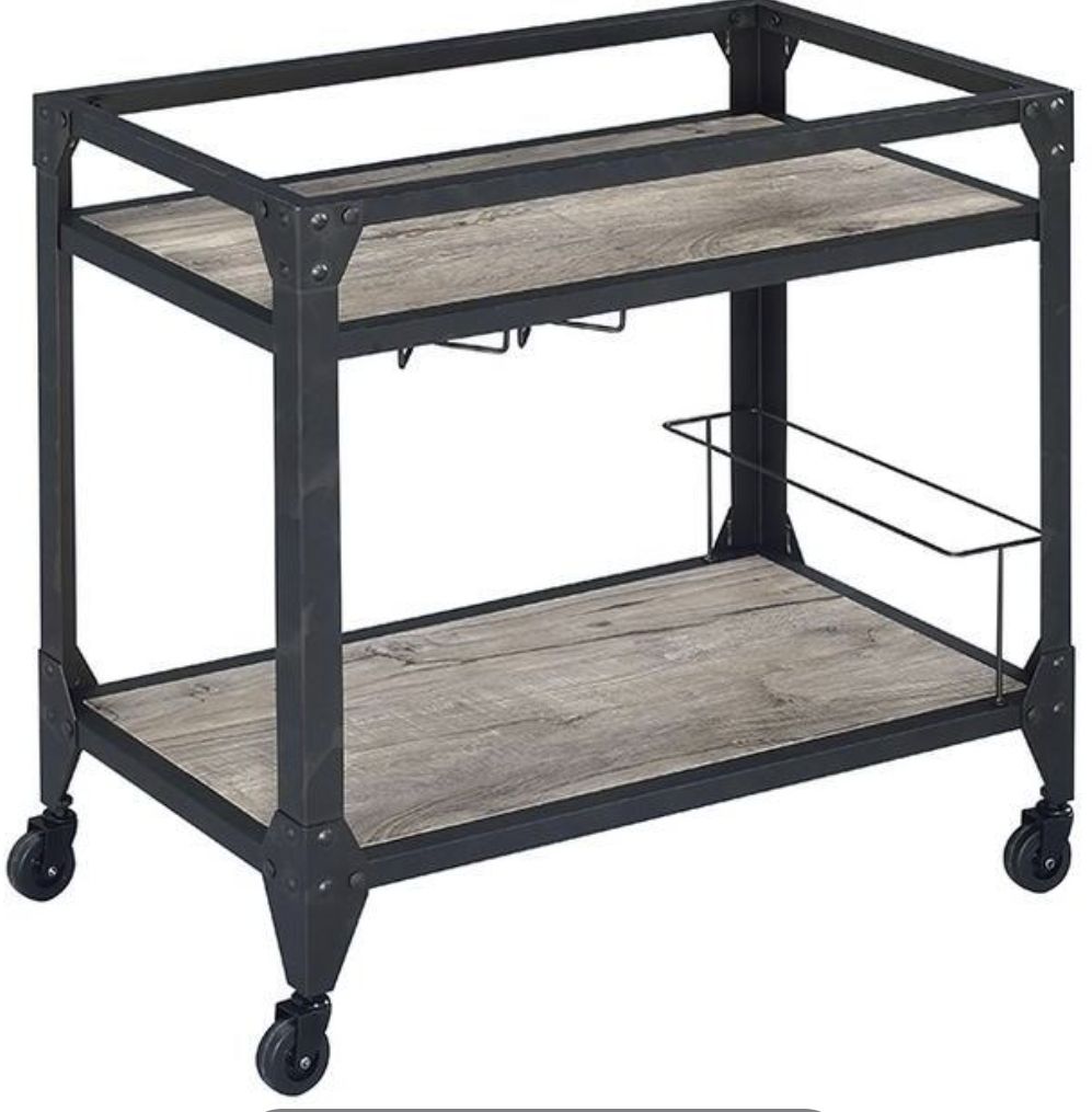 Jorgensen Serving Cart - Rustic Oak / Charcoal