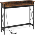 Console Table With Charging Station, Extra Long For Living Hallway - Brown / Black