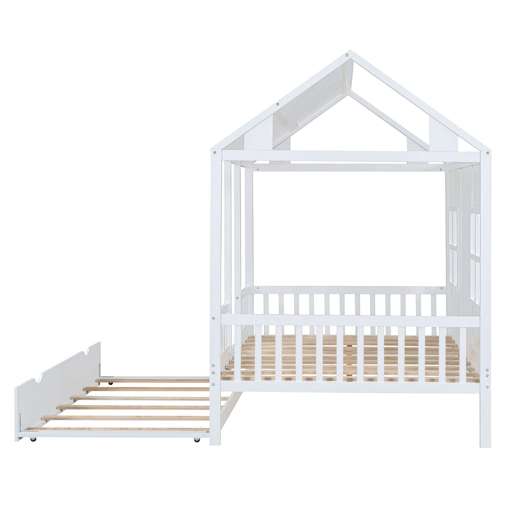 House Bed With Twin Size Trundle, Daybed