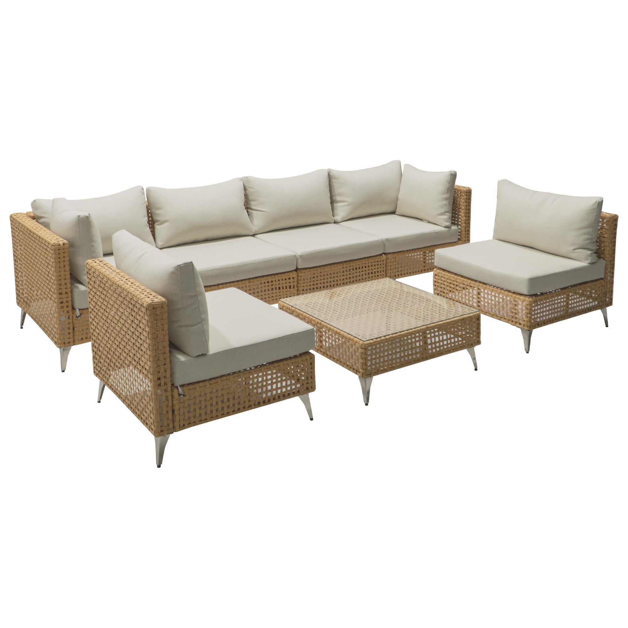 K&K 7-Piece Wicker Patio Furniture Set