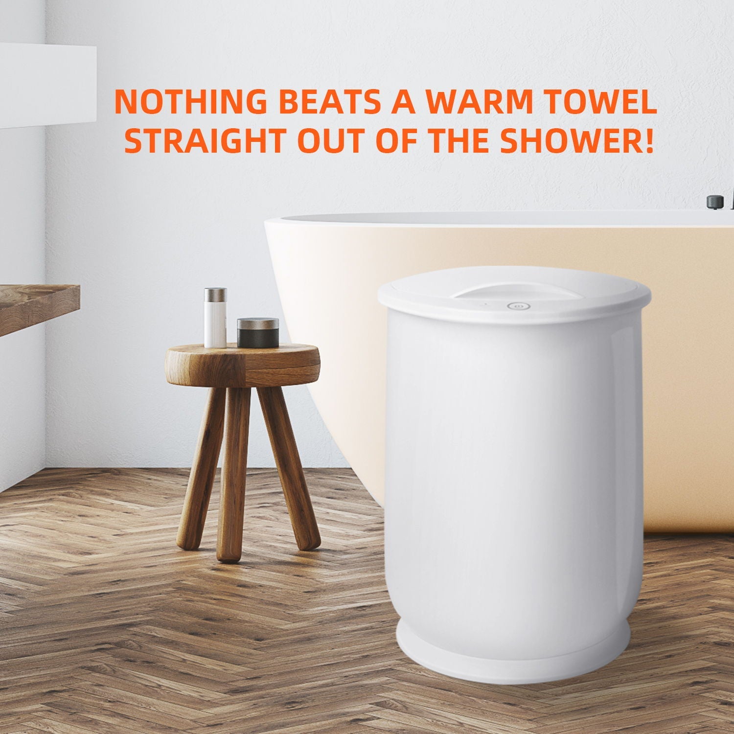Luxury Bucket Towel Warmers, Large Towel Warmers For The Bathroom, Fits Up To 2 Oversized Towels - White
