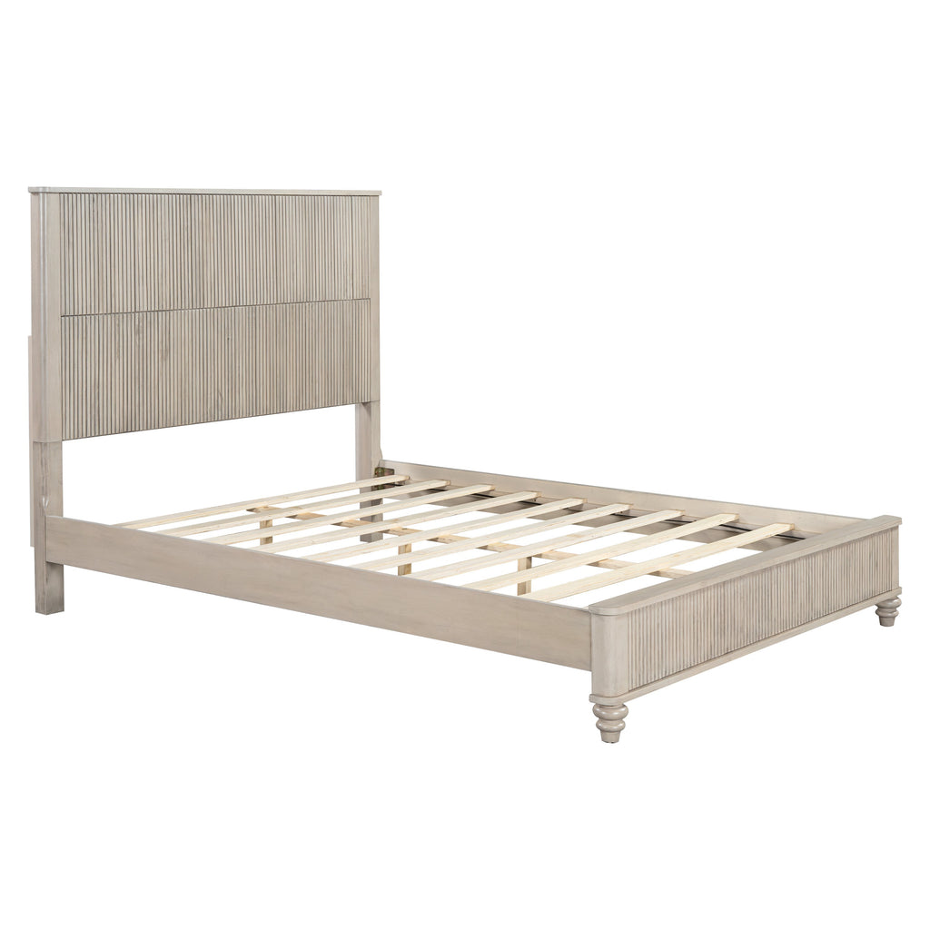 Solid Wood Queen Platform Bed Frame with Tall Headboard