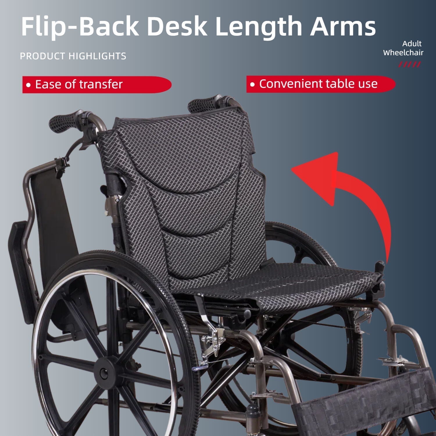 Lightweight Foldable Manual Wheelchair for Adults with Double Brakes