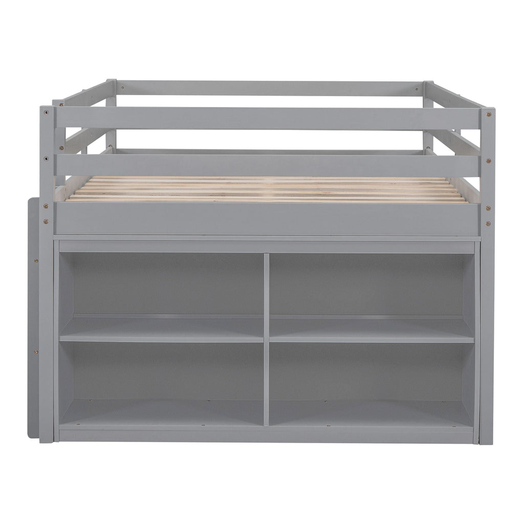 Loft Bed With Retractable Writing Desk And 4 Drawers, With Lateral Portable Desk And Shelves