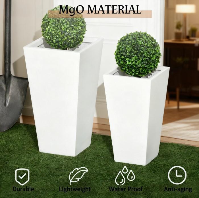 Flower Pots 2-Pack Outdoor Planter Set with Drainage Holes