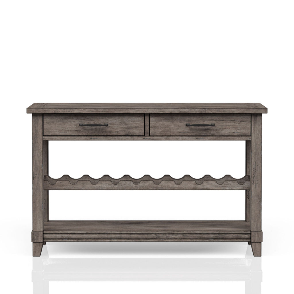 Console Table With Wine Bottle Storage Storage Drawers - Gray
