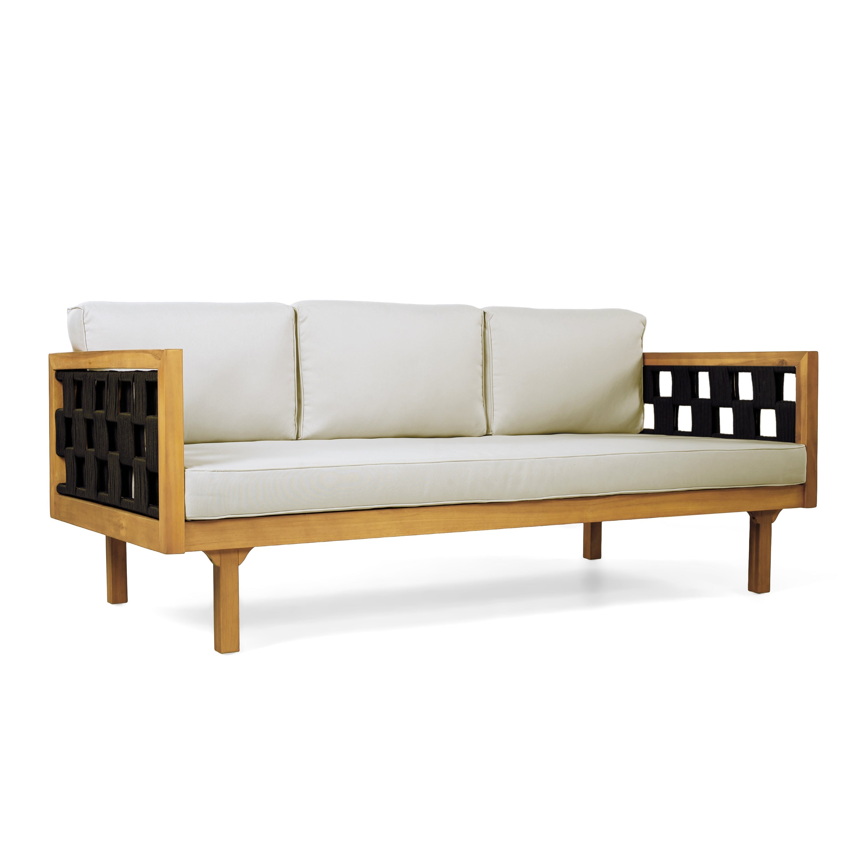 Three-Seater Outdoor Daybed - Acacia Wood Teak Finish Frame