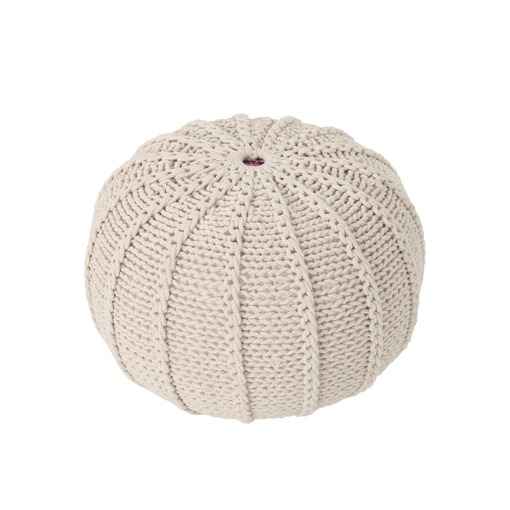 Bordeaux Knitted Round Pouf Ottoman And Floor Cushion