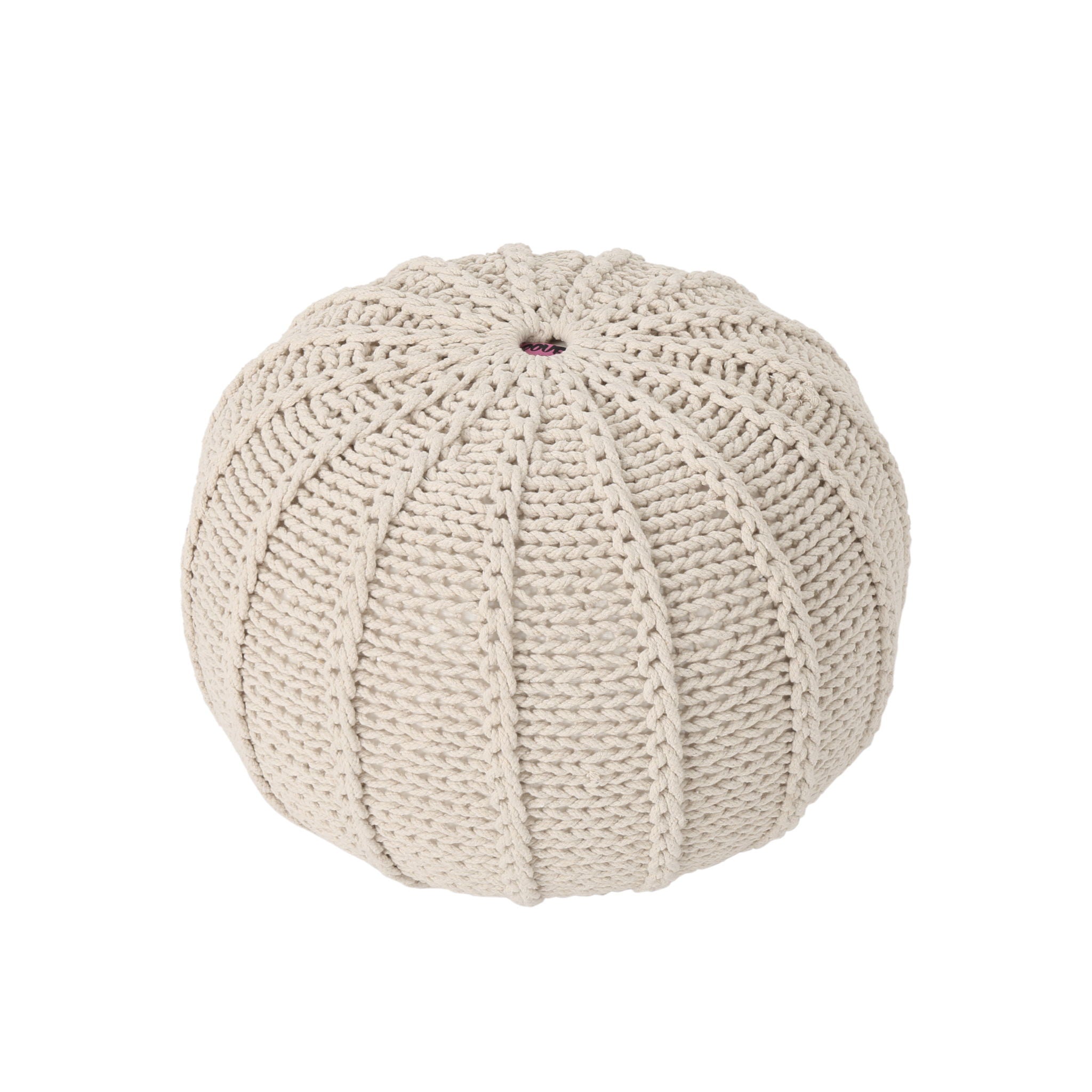 Bordeaux Knitted Round Pouf Ottoman And Floor Cushion