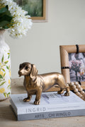 11.4x3.3x6.6' Lifelike Dachshund Figurine with Copper Finish