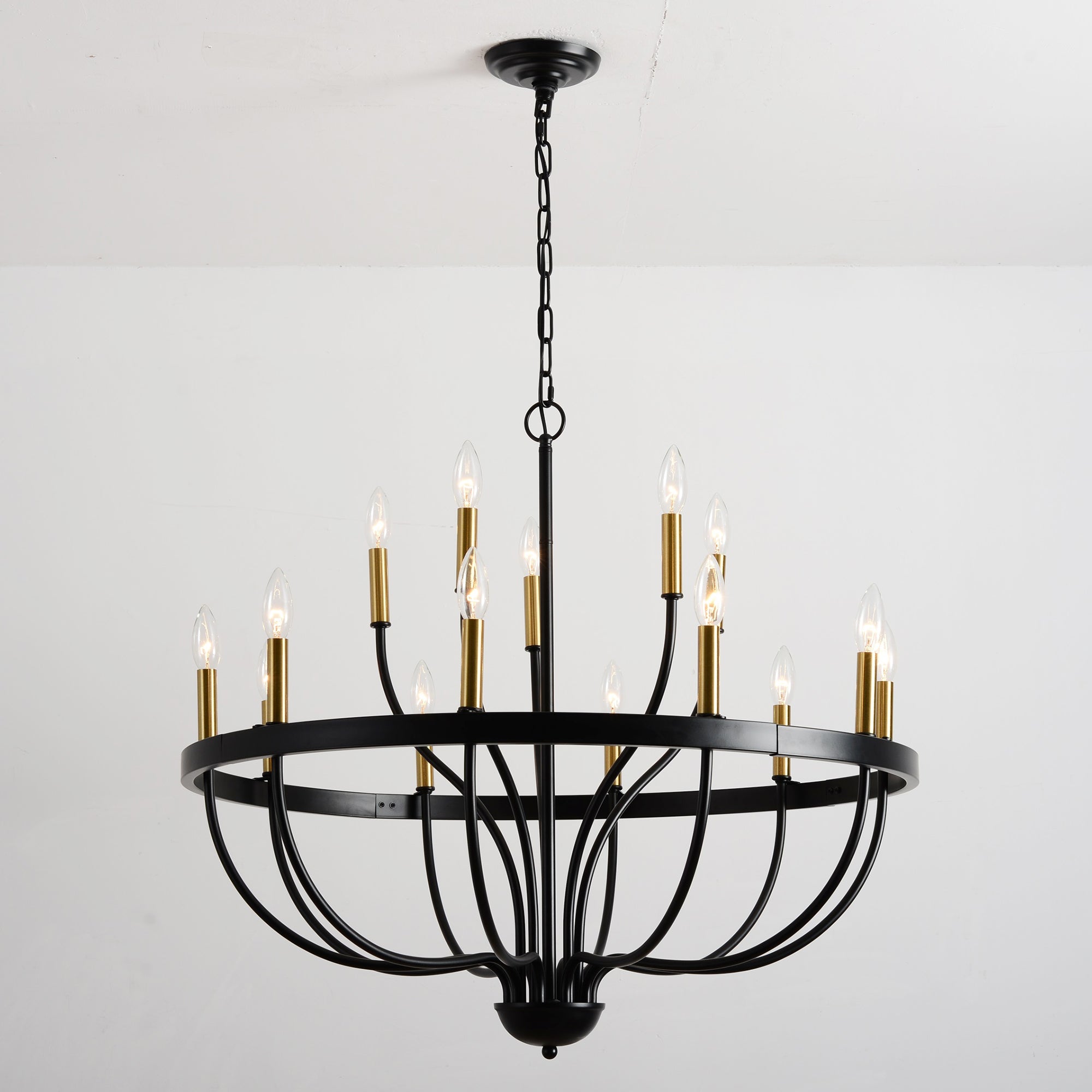 15-Light Industrial Iron Candle Chandelier Modern Farmhouse Pendant Light