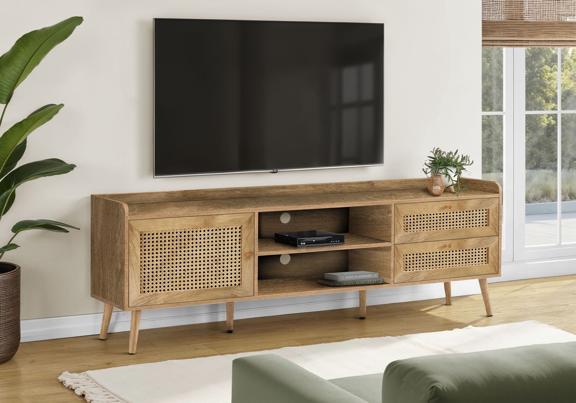 72-Inch Transitional TV Stand Console with Storage