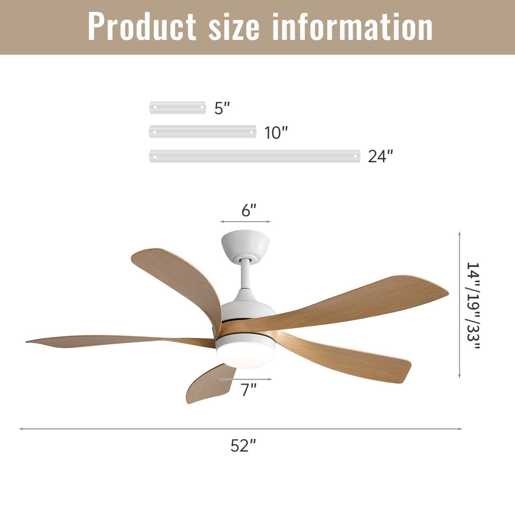Ceiling Fan with DC Motor and Integrated Light