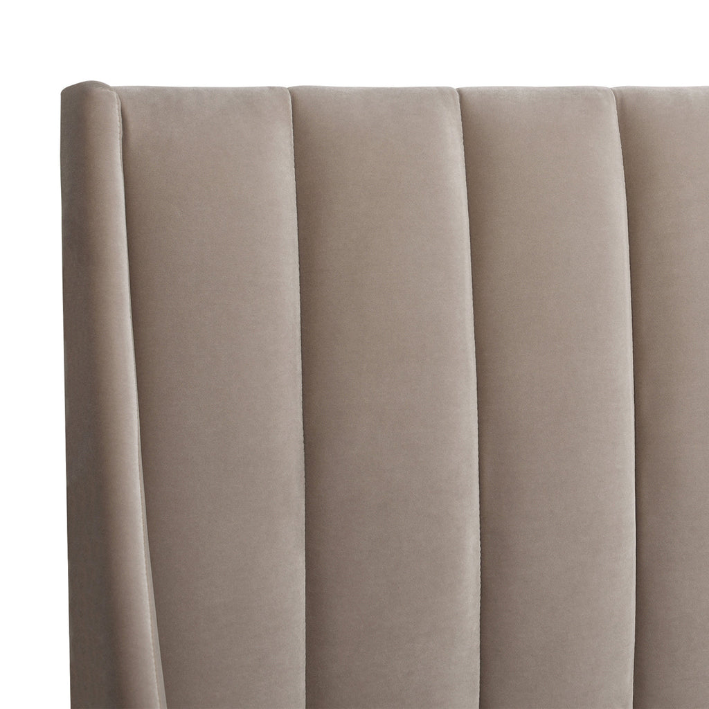 Aspen Vertical Tufted Headboard Platform Bed Set, King, Mink Beige Performance Velvet