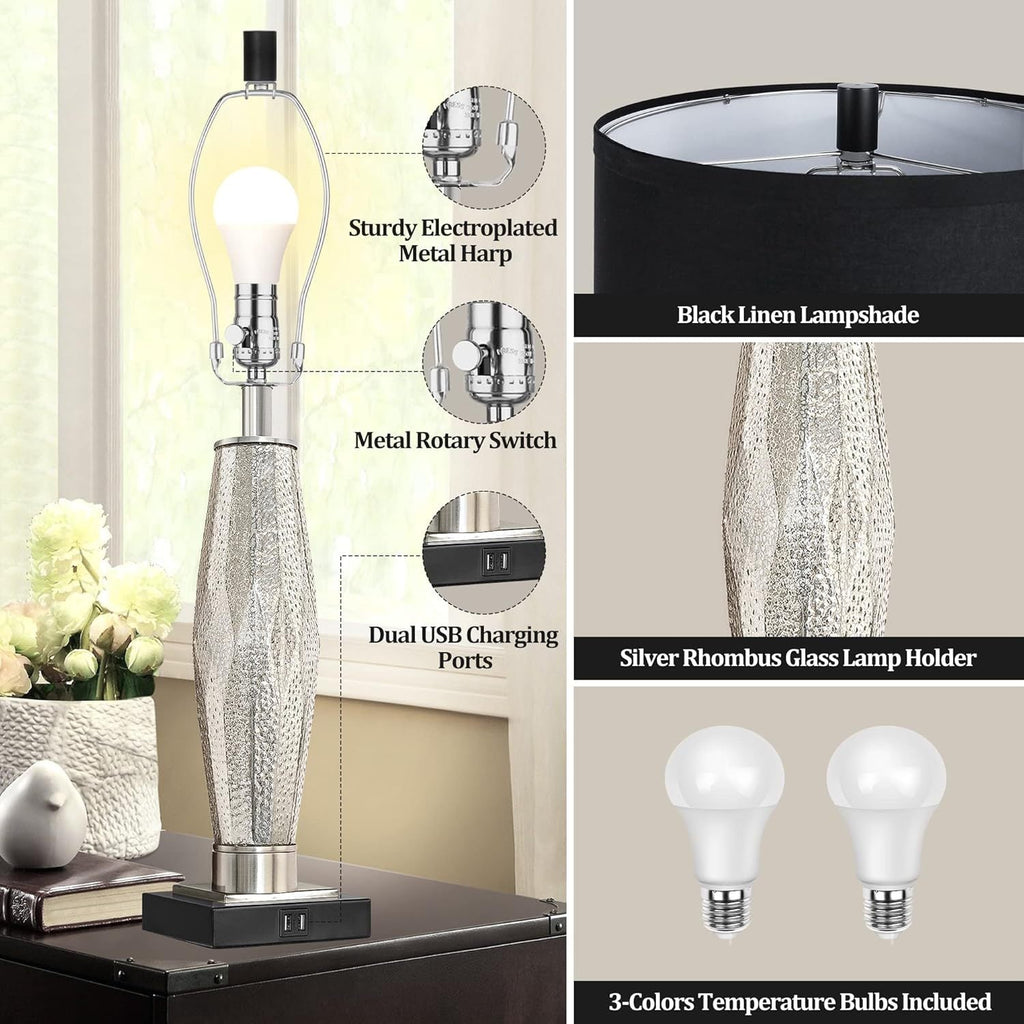Table Lamps Set of 2 with USB Charging Ports