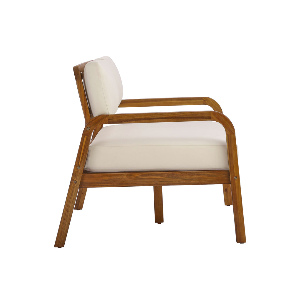 2-Pieces Outdoor Sofa Set with Cushions Teak Acacia Wood