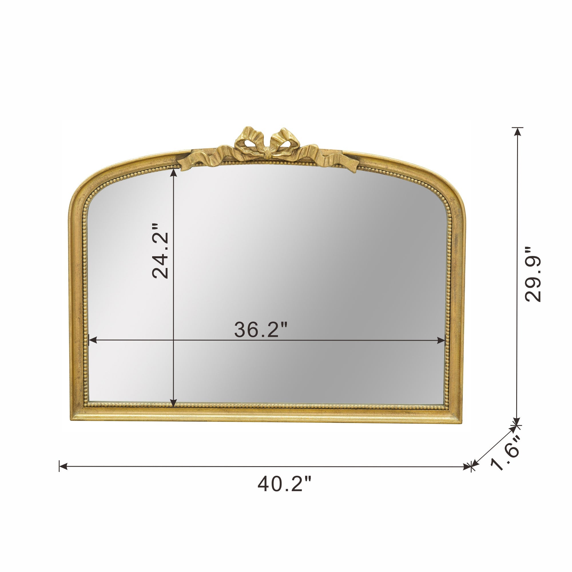 40.2' x 29.9' Baroque Style Gold Arch Mirror