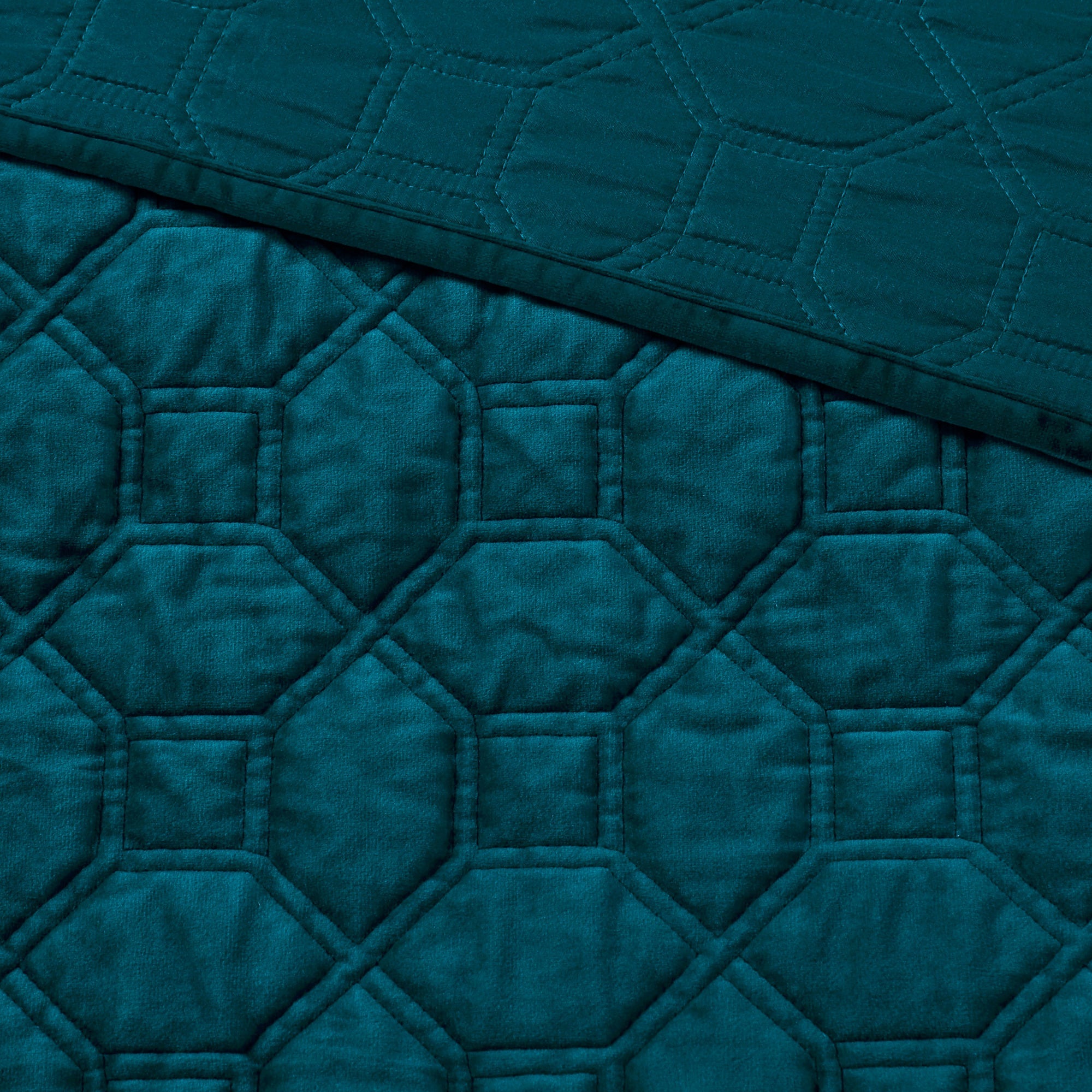 3 Piece Velvet Quilt Set Teal Full/Queen