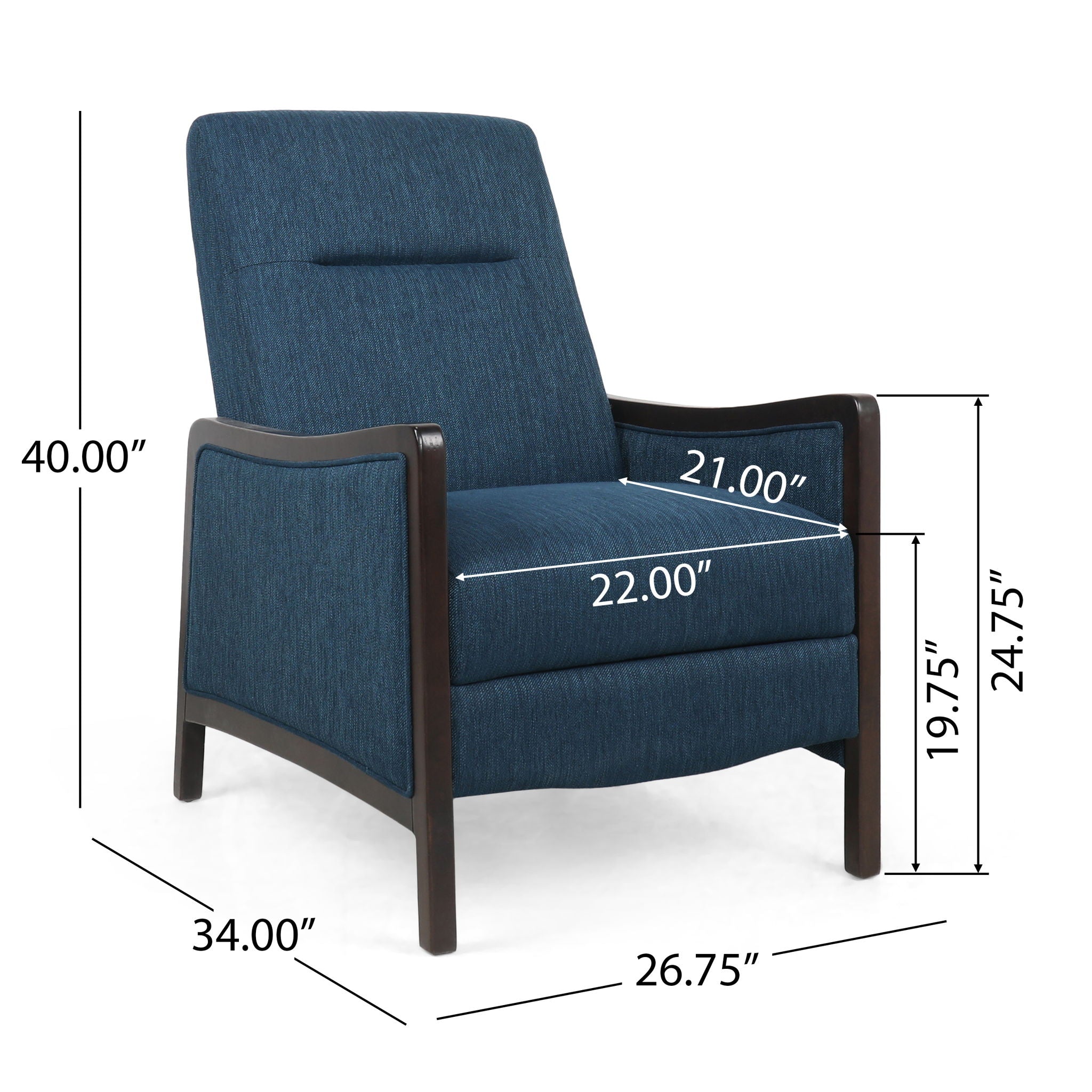 Drury Contemporary Fabric Upholstered Pushback Recliner