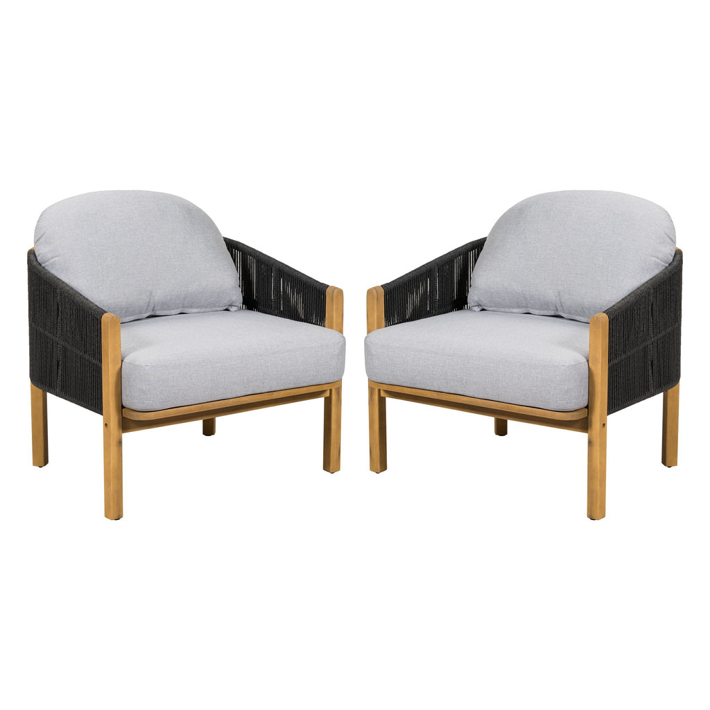 Grotta Outdoor Wood Club Chair Set of 2