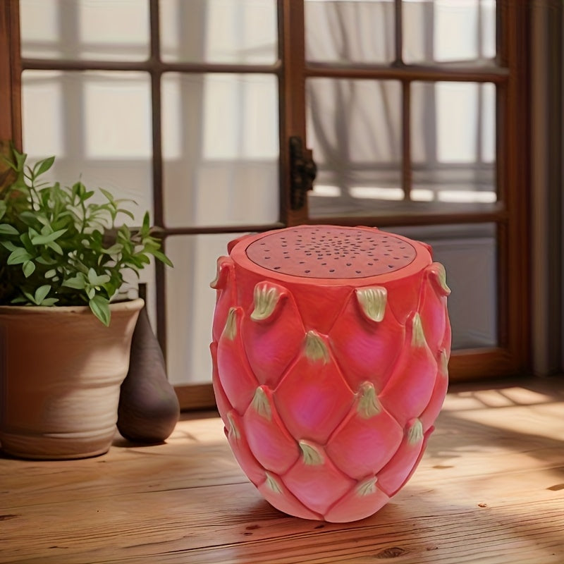 13.4' Oversized Resin Dragon Fruit Stool, Multi-Purpose Side Table & Plant Stand