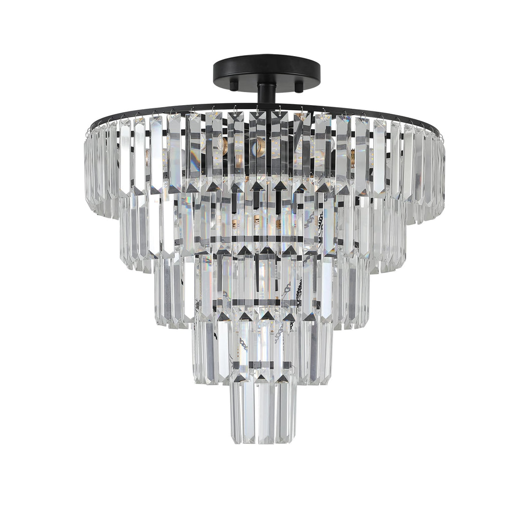 20" Black Crystal Chandelier Ceiling Light