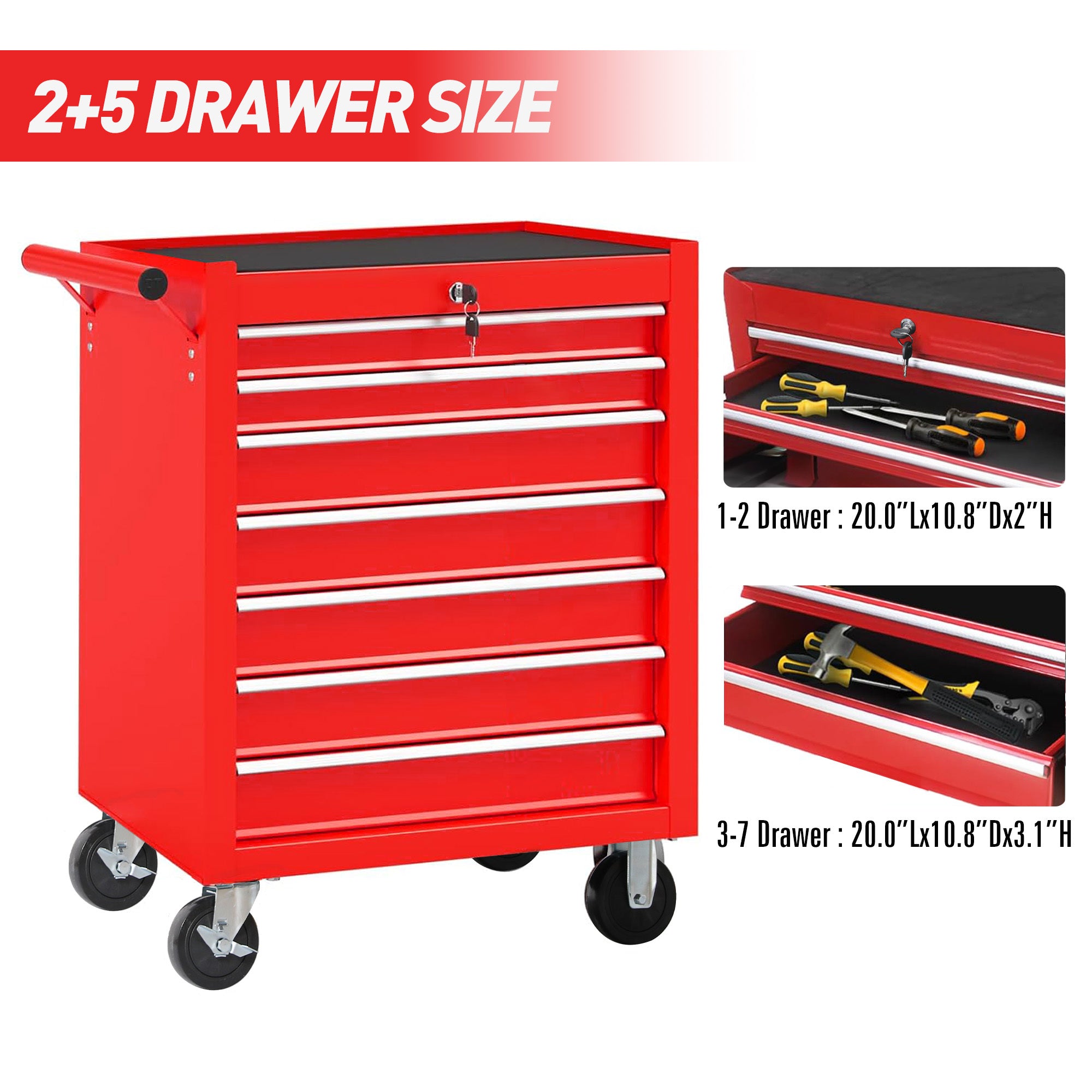 7-Drawer Rolling Tool Chest With Wheels