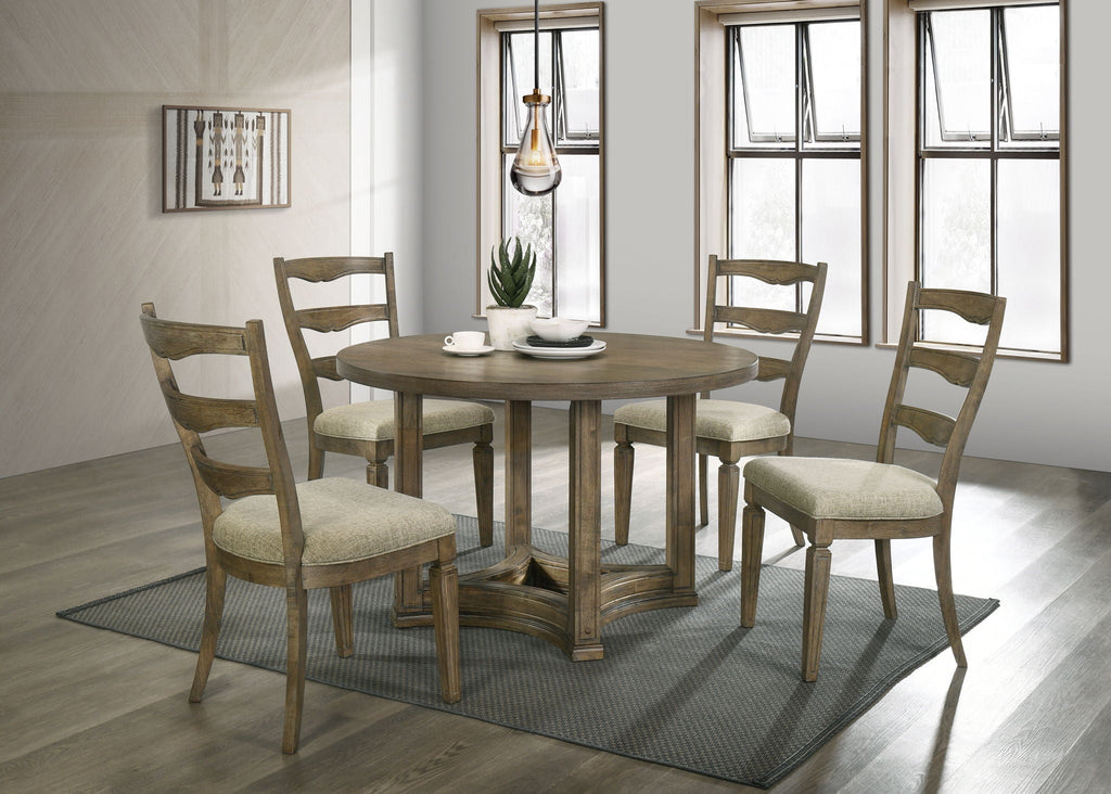 Parfield 5 Pieces Round Dining Room Set - Light Brown / Oak