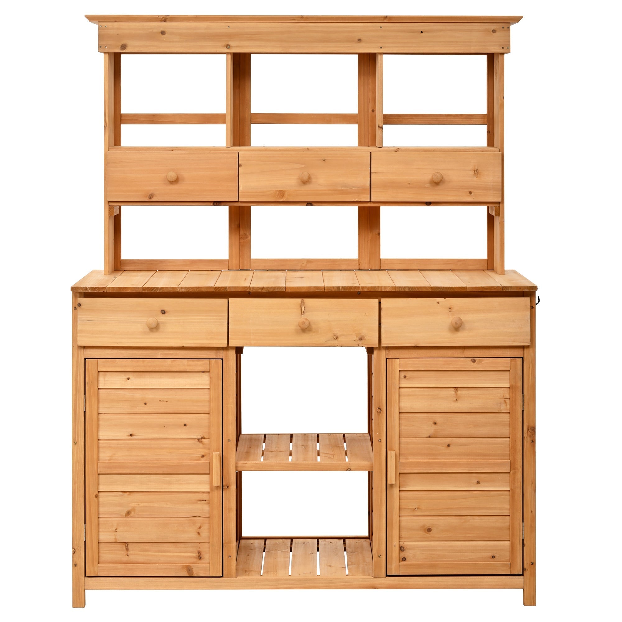 TOPMAX 65.7'' Tall Garden Potting Bench Table with Hutch