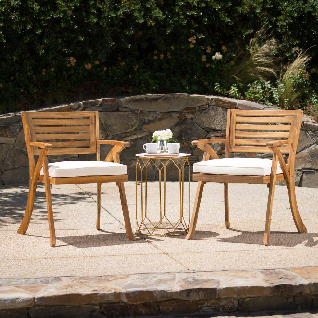 Dining Chair With Water-Resistant Cushion - Teak Wood