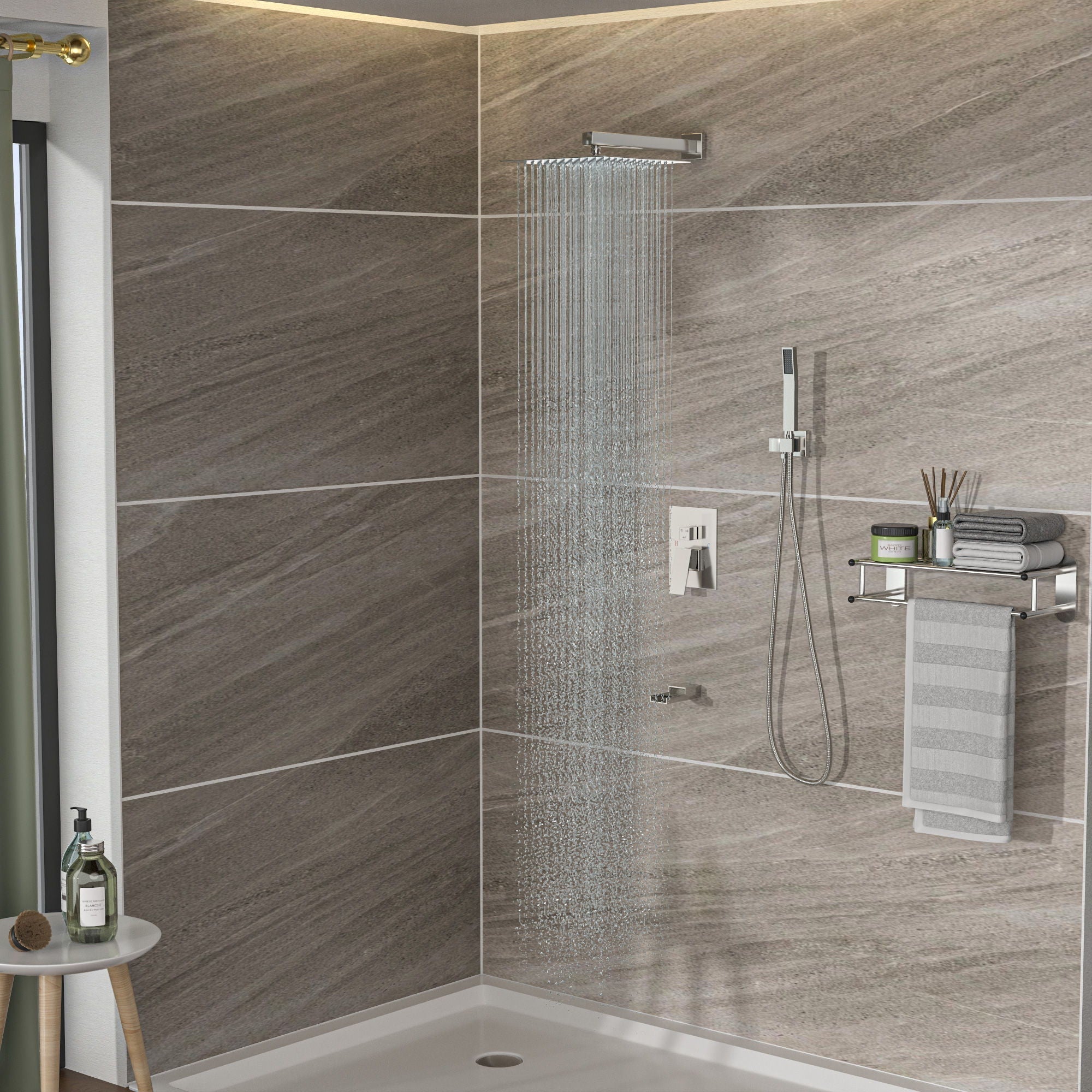 10" Wall Mounted Square Shower System With Rough In Valve