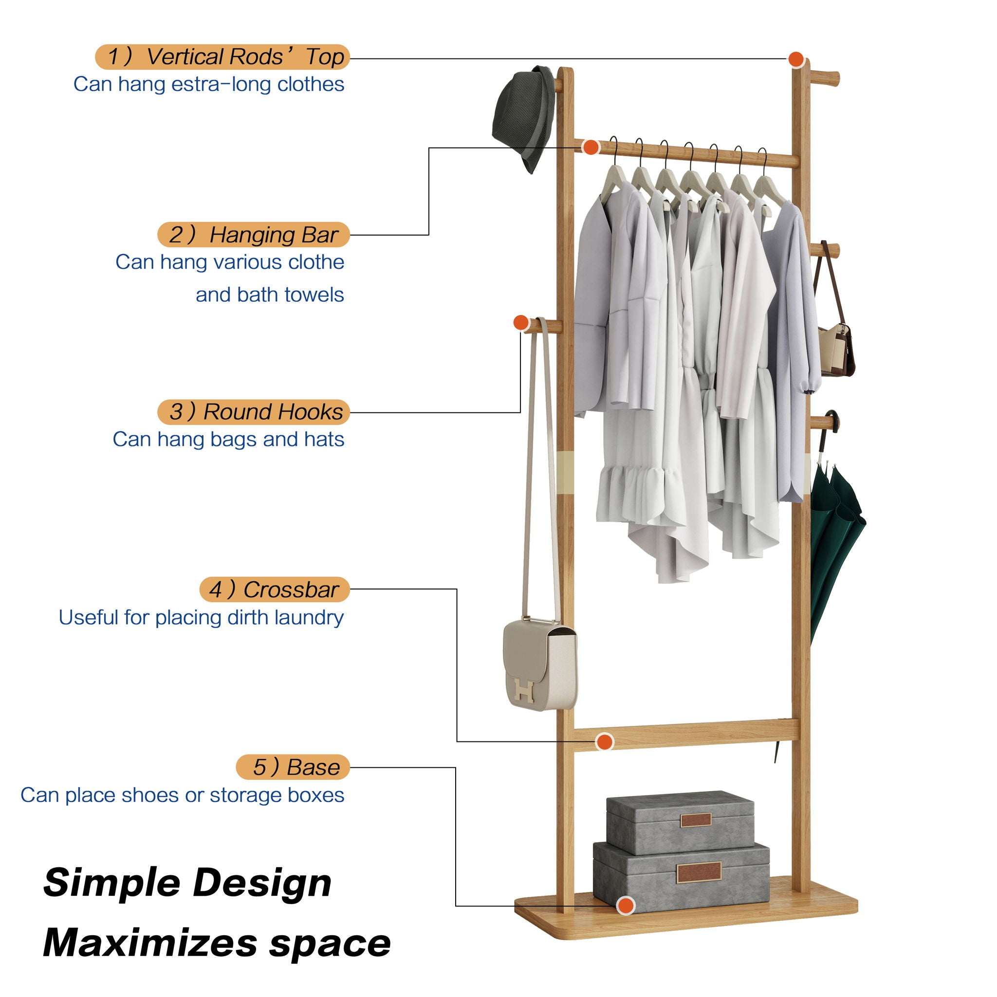 Solid Wood Simple Hat Rack