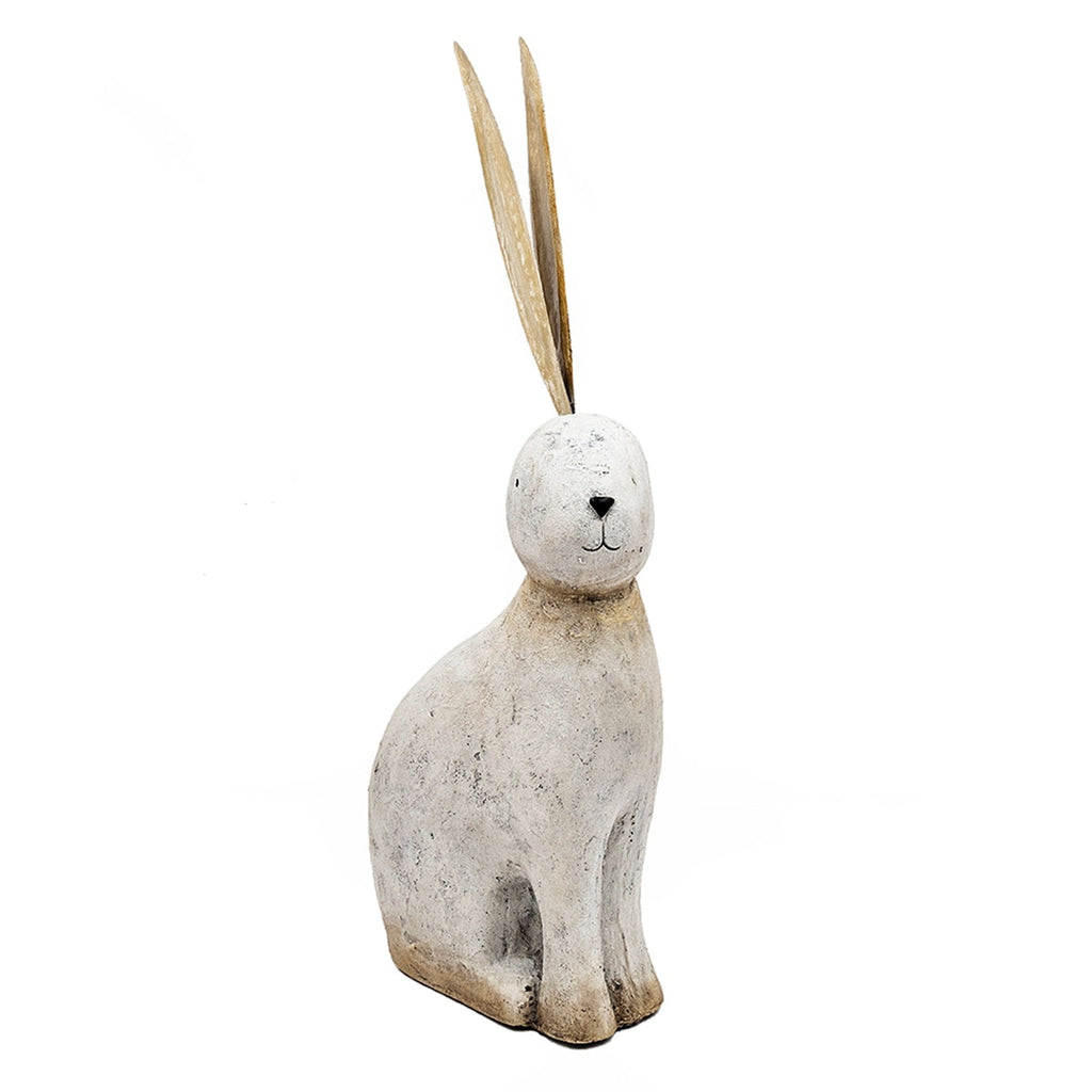 White Magnesium Rabbit Figurine with Gold Iron Ears