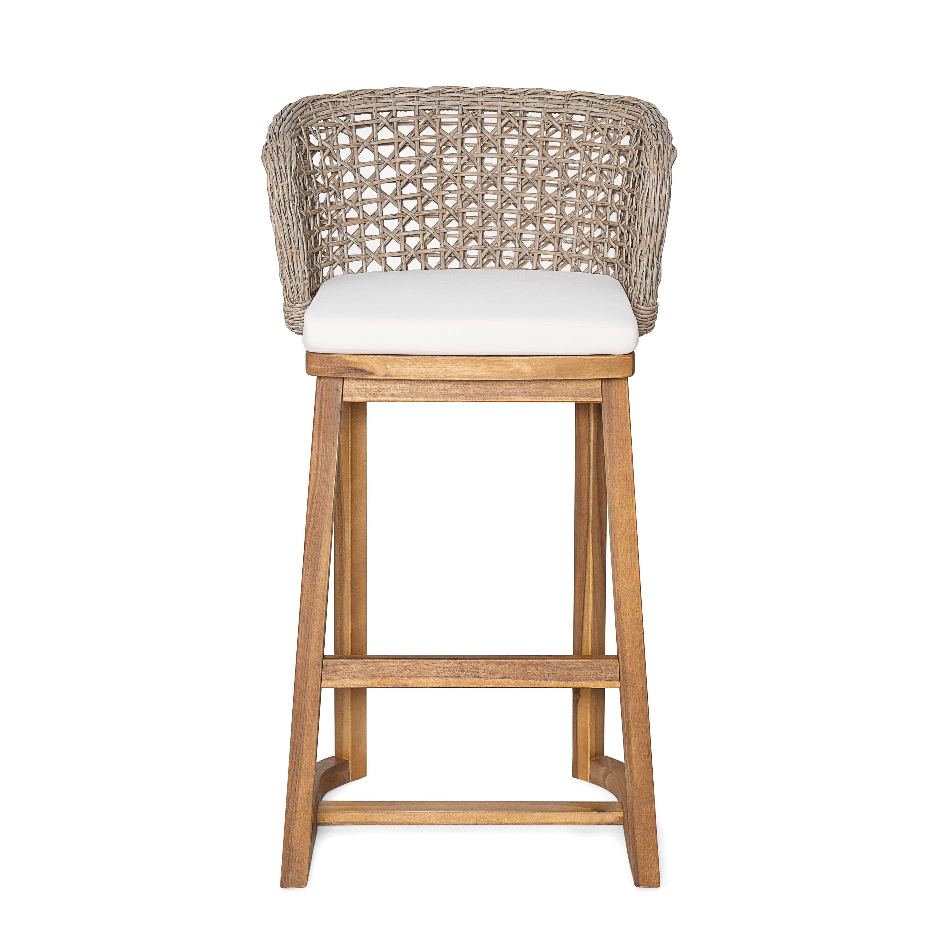 Outdoor Acacia Wood Bar Stools with Cushions (Set of 4)