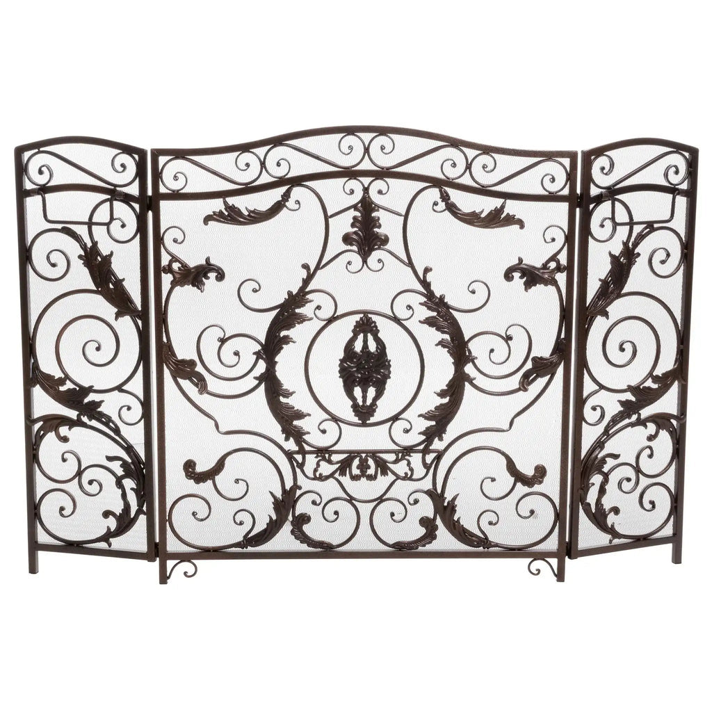 Mariella Traditional Floral Iron Fireplace Screen with Ornate Design