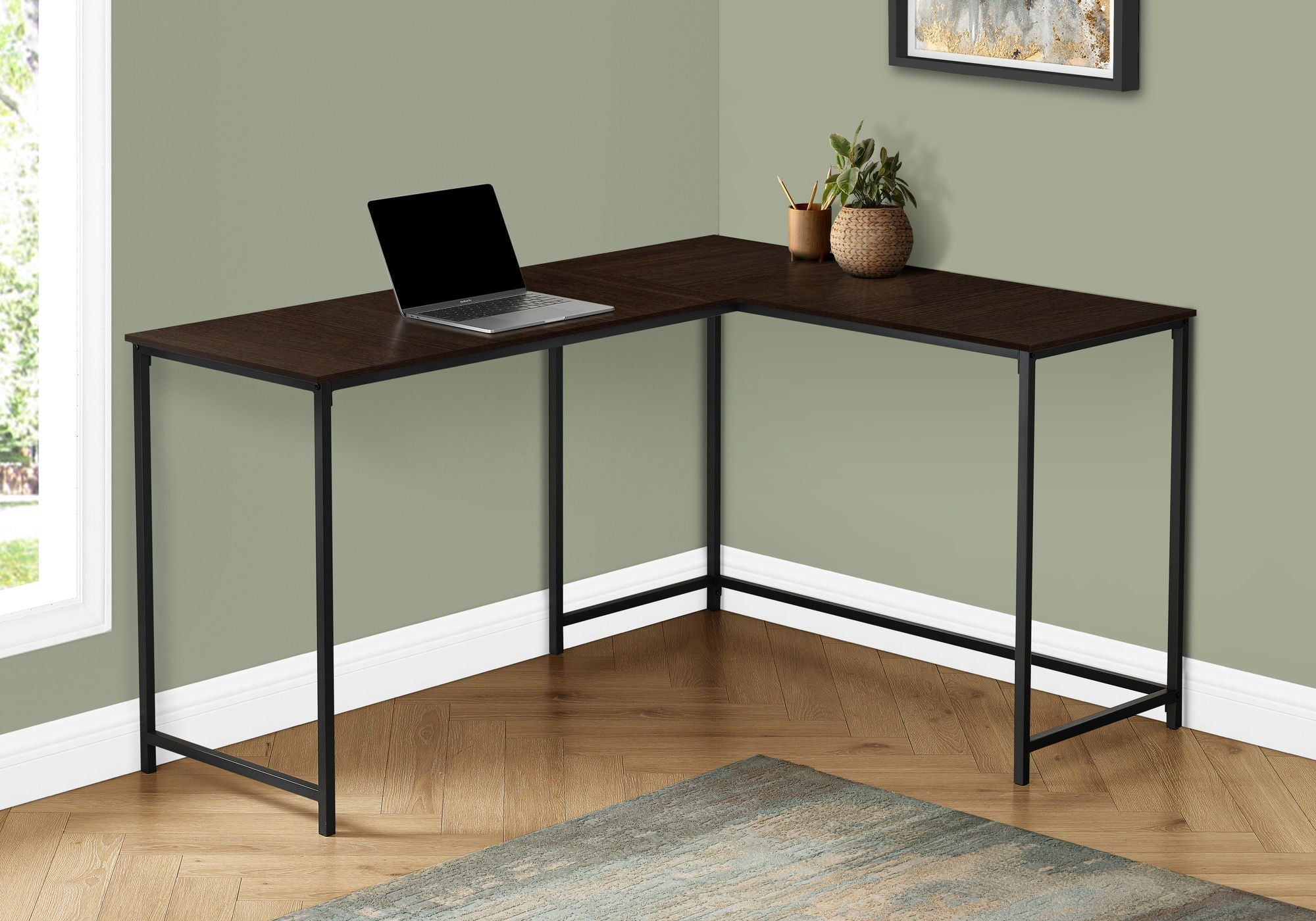 L-Shaped Corner Computer Desk with Contemporary Marble Look