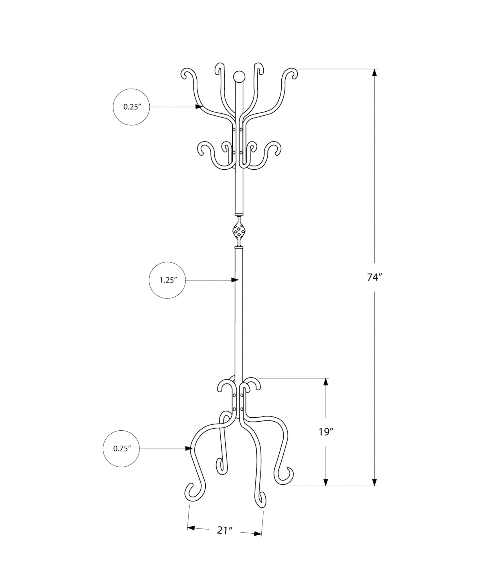 Coat Rack Hall Tree, Free Standing, 8 Hooks, Entryway, Transitional - Black