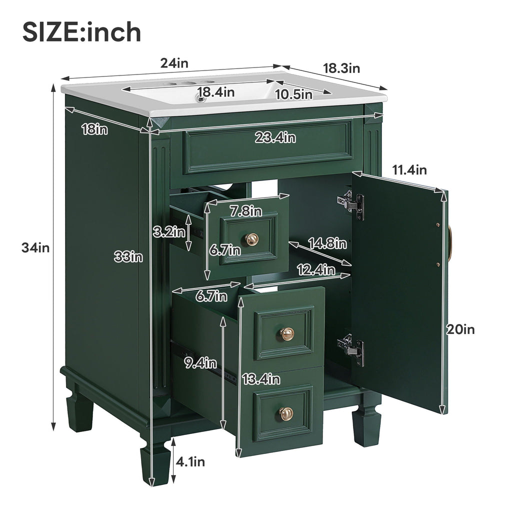 Bathroom Vanity With Sink, Compact Cabinet & 2 Drawers