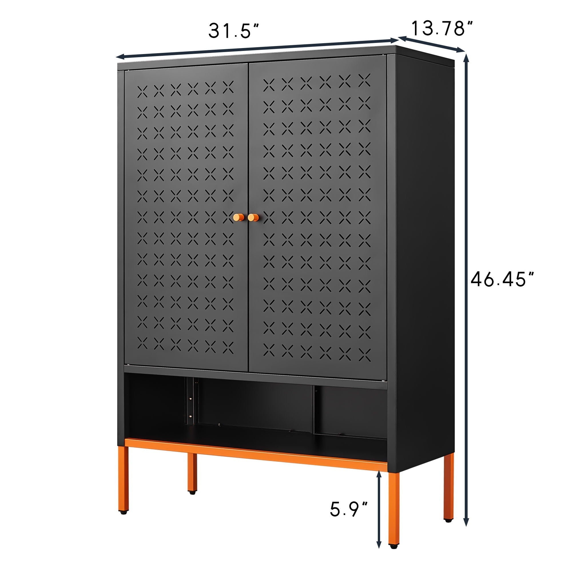 Grid Double Door Shoe Cabinet With Adjustable Compartments and Moisture-Proof Design