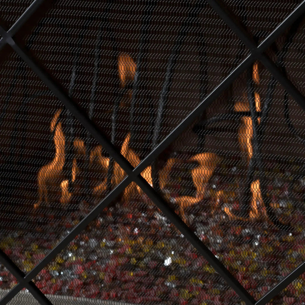 Minimalist Single Panel Iron Fireplace Screen with Diamond Design