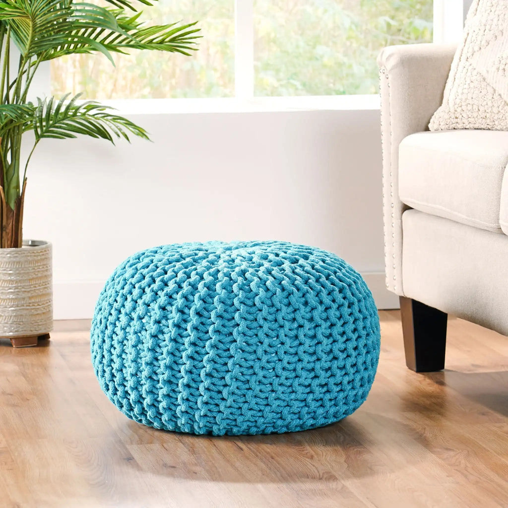 Moro Knitted Round Pouf With Pumpkin Shape