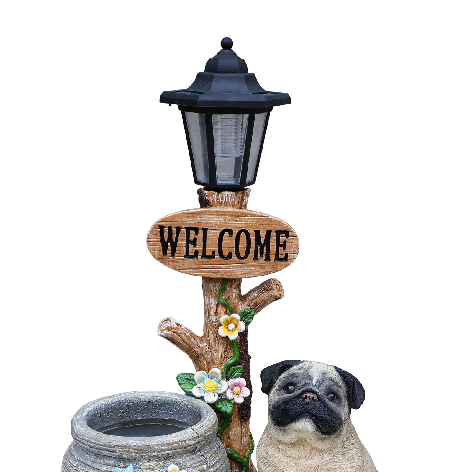 Sitting Pug Dog Planter Statue