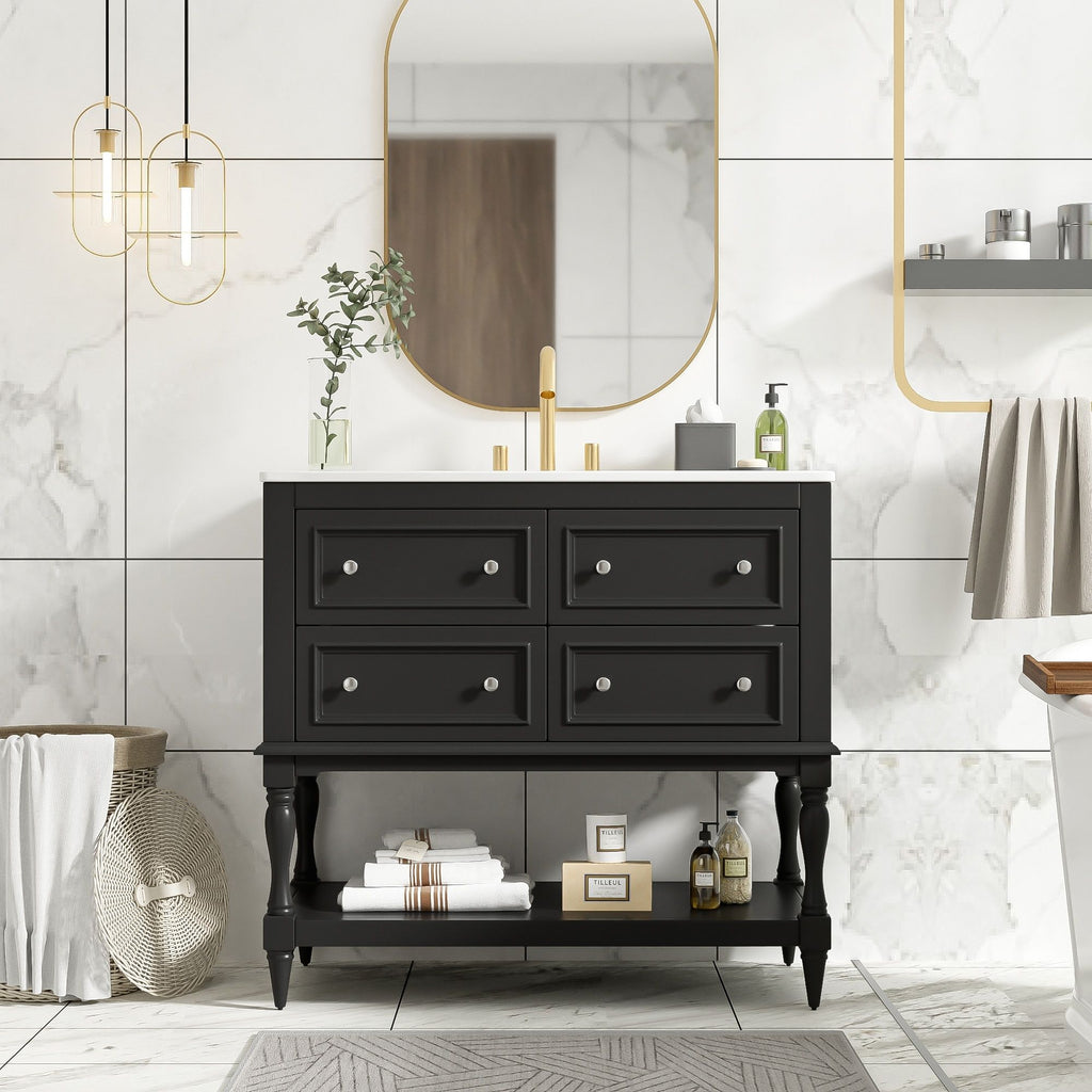 Bathroom Vanity Cabinet With Undermount Sink - 4 Drawer Set