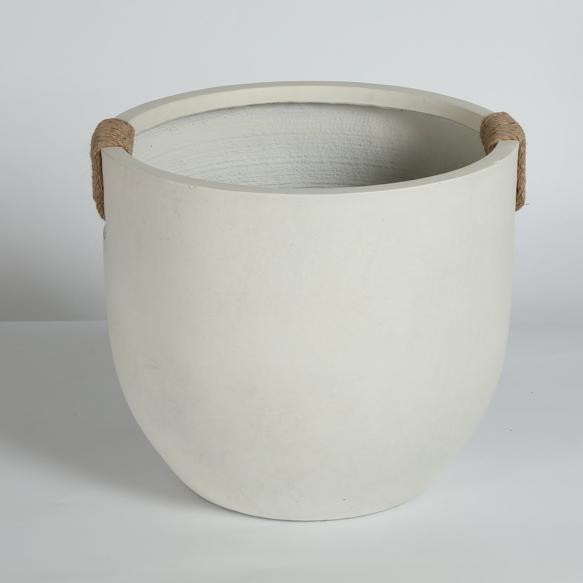 Round Concrete Planter Set of 2, Large Handmade Off White Pots