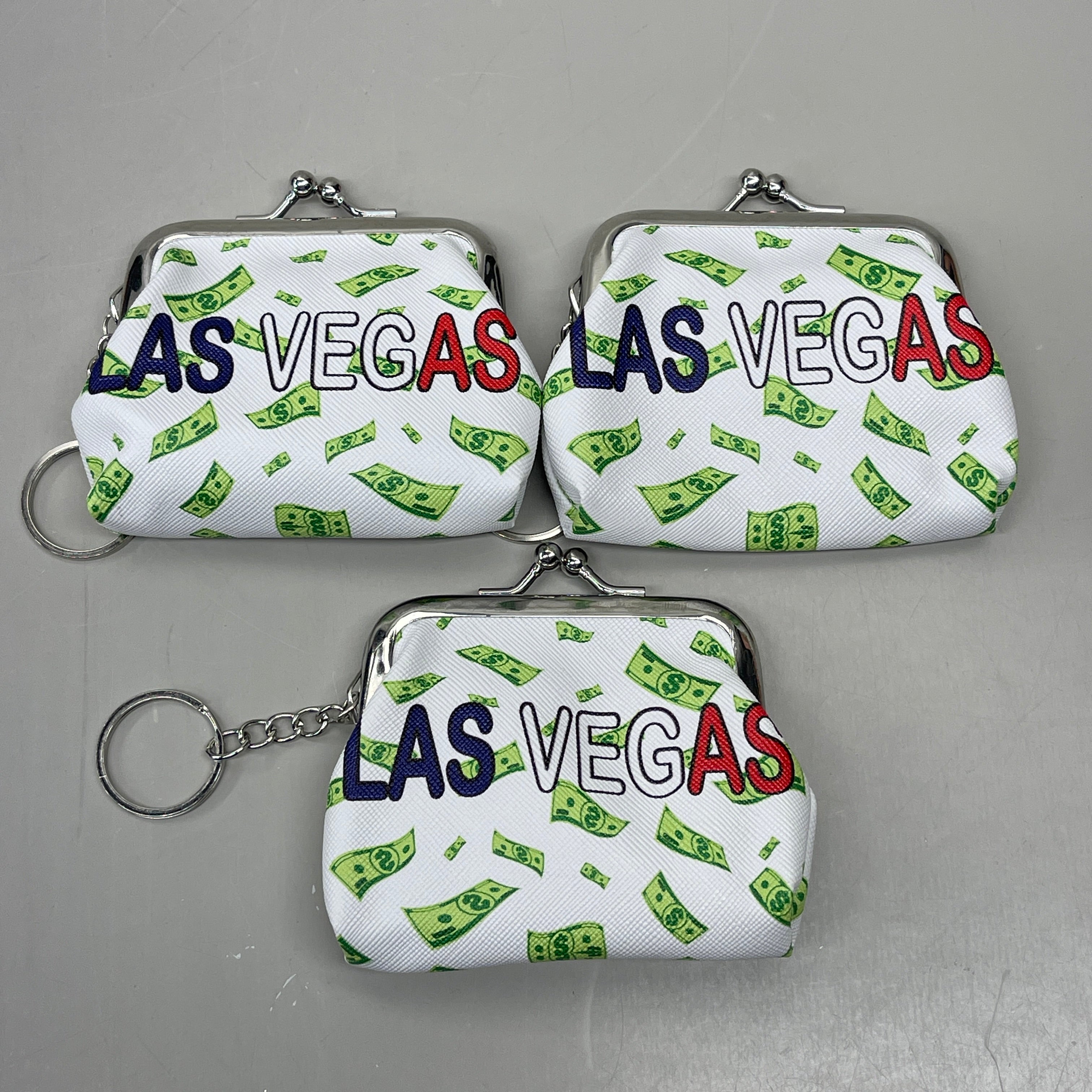 LAS VEGAS 12-PACK! Welcome to Fabulous Las Vegas Coin Purse Souvenirs 4" x 4" Money