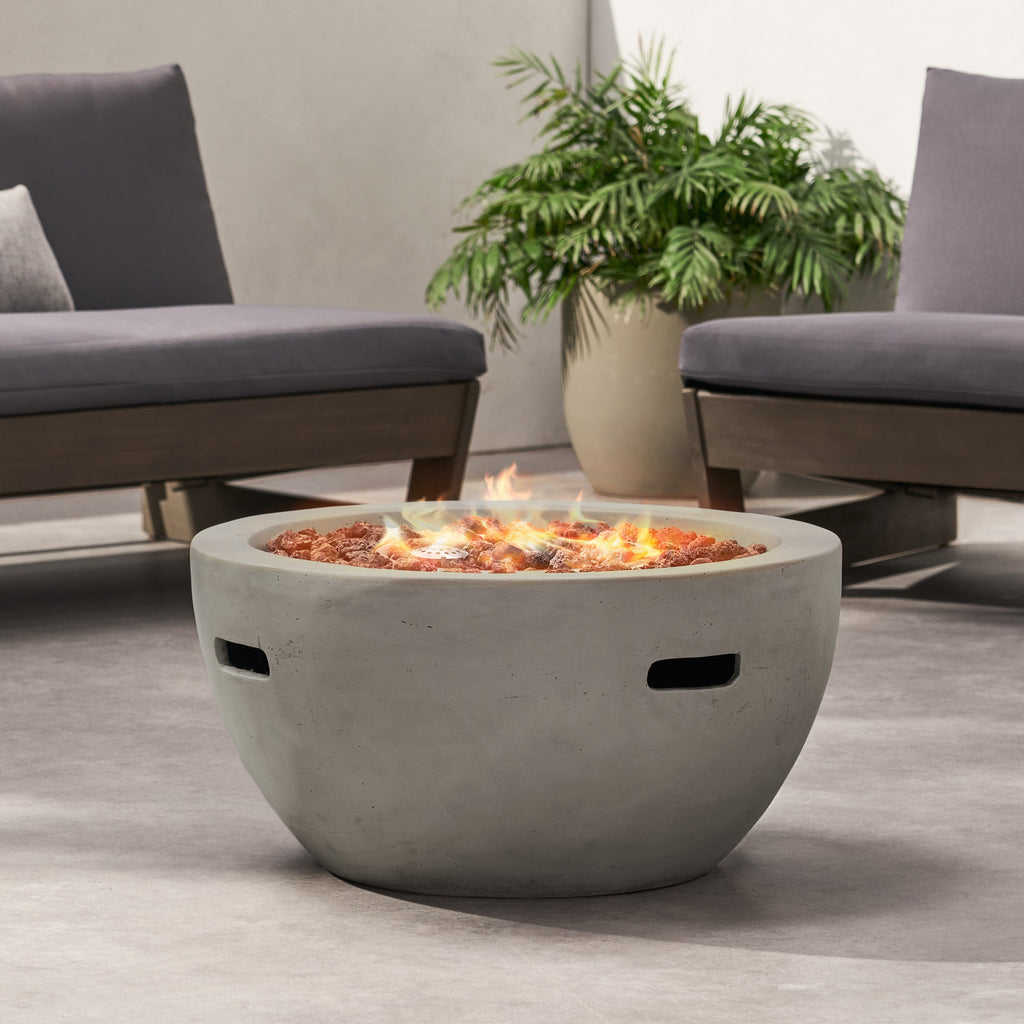 27' Bowl Shaped MGO 40,000 BTU Propane Fire Pit, Light Grey (Tank Cover not Included)