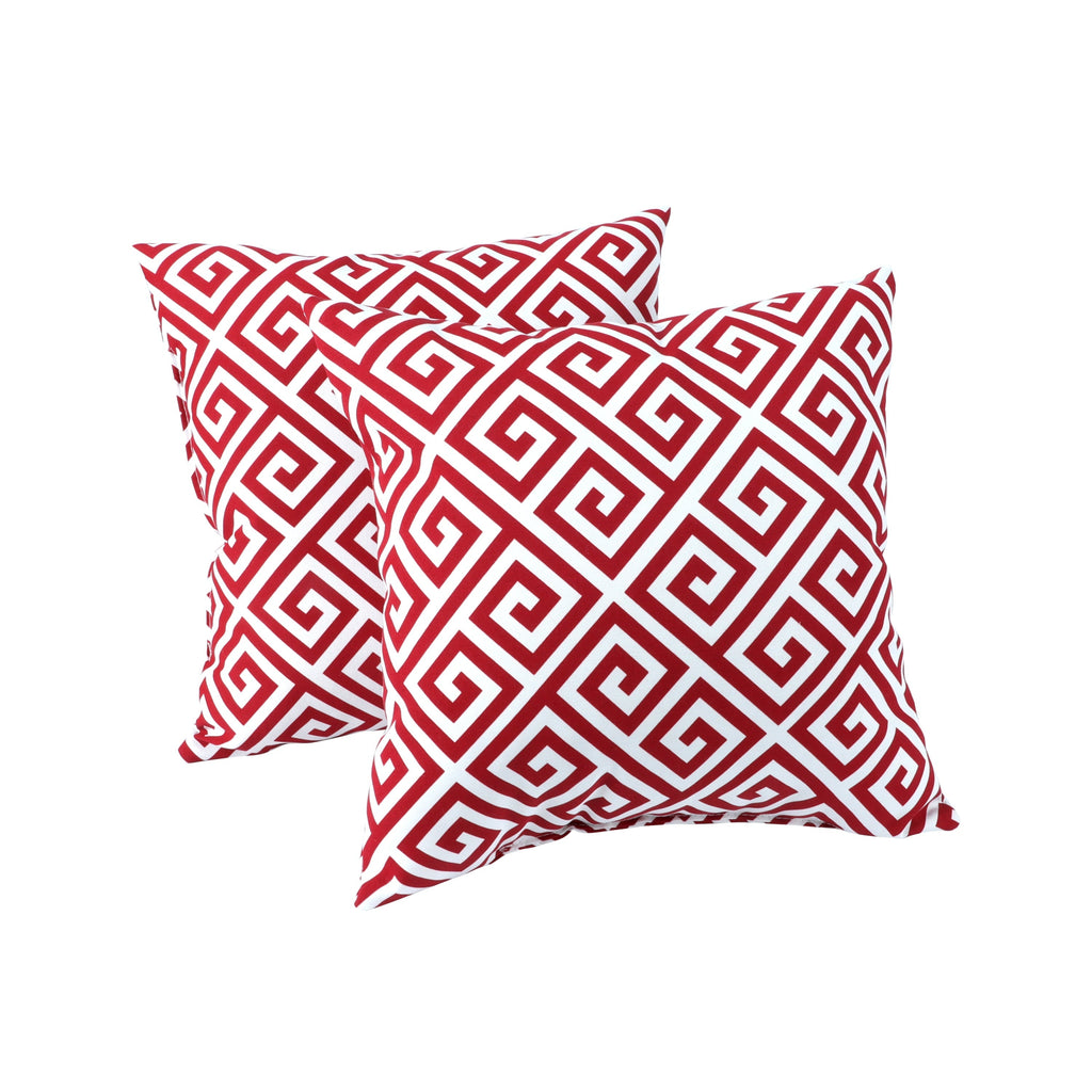 2 Pack Outdoor Throw Pillows - Waterproof & Fade-Resistant (18x18 Inch, Red)