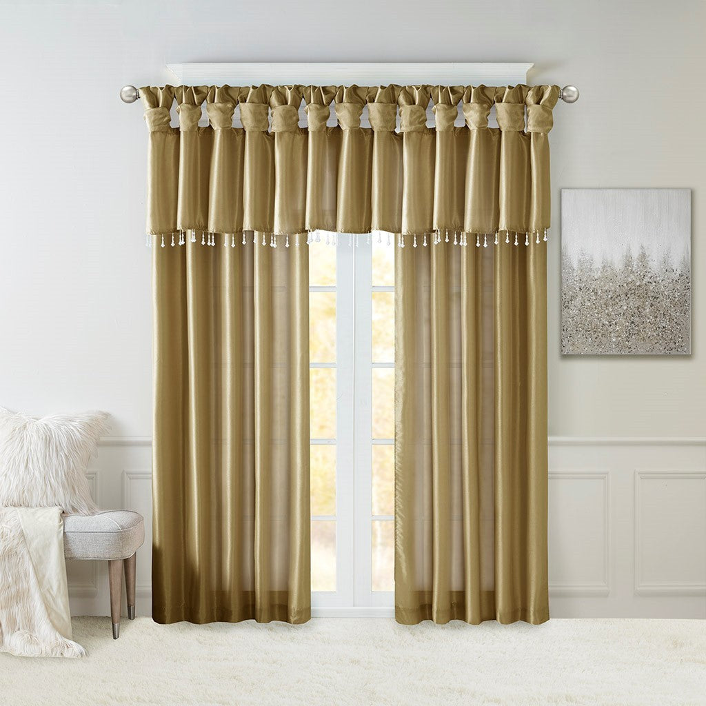 Twist Tab Lined Window Curtain Panel Bronze 50x84