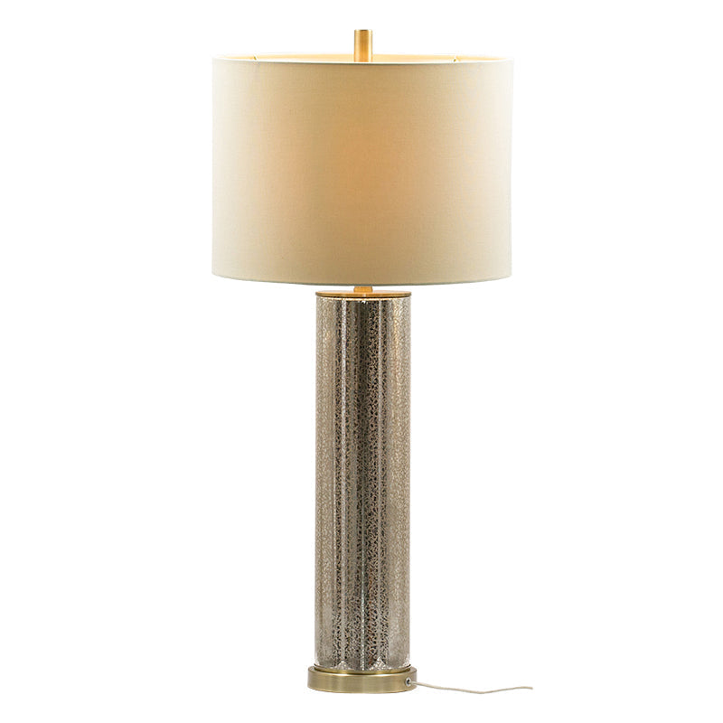 16x16x35 Gold Mirrored Glass Table Lamp with White Fabric Shade