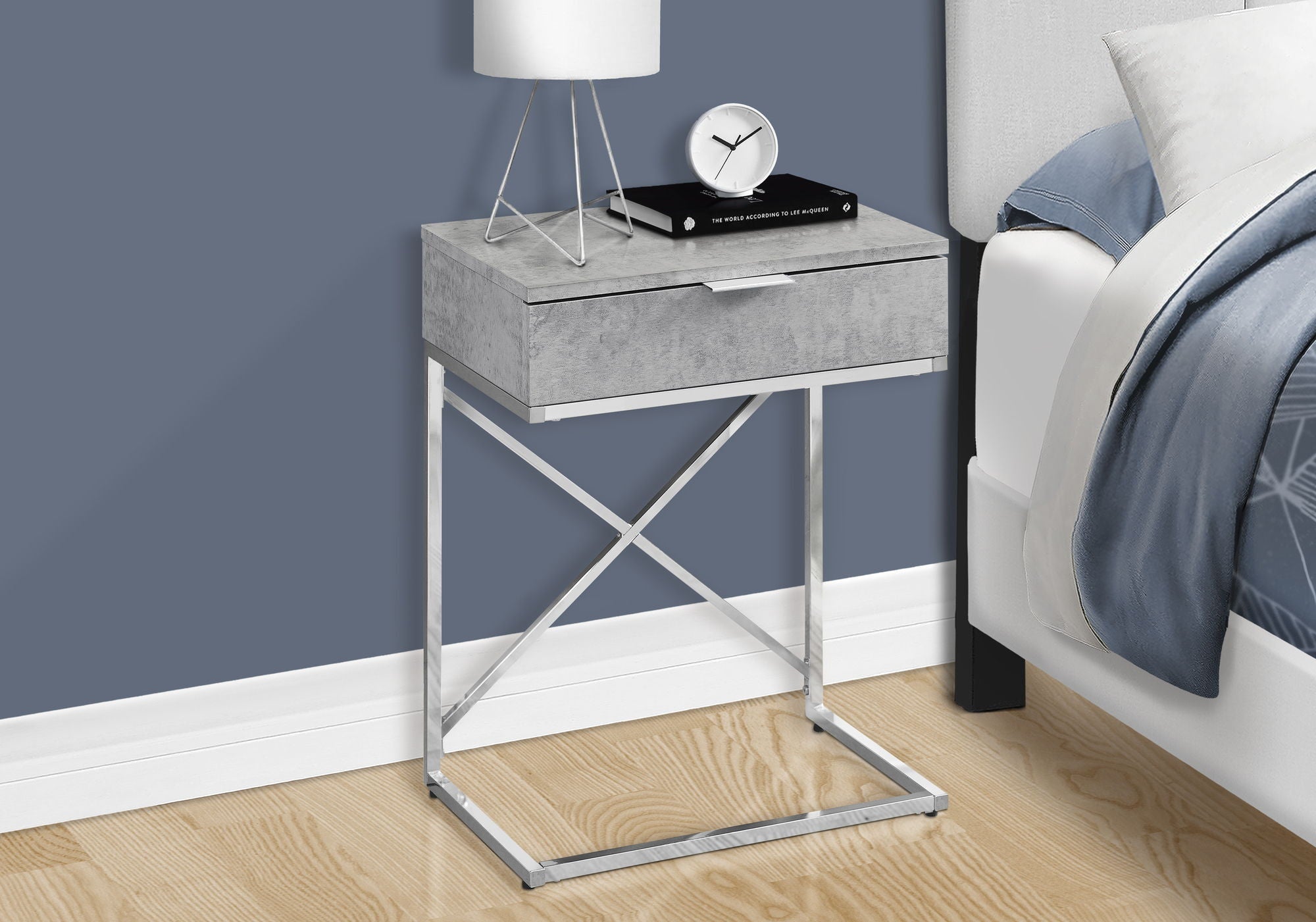 Accent Side Table with Storage Drawer, Spacious Tabletop, Contemporary Design
